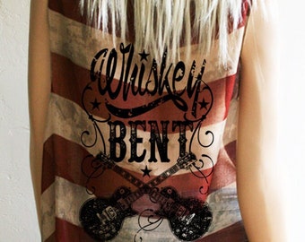 Whiskey Bent. Womens Flag Shirt. American Flag Clothing. Country Clothing. Country Shirts. Flag Vest. Music Festival Clothing. Country Music