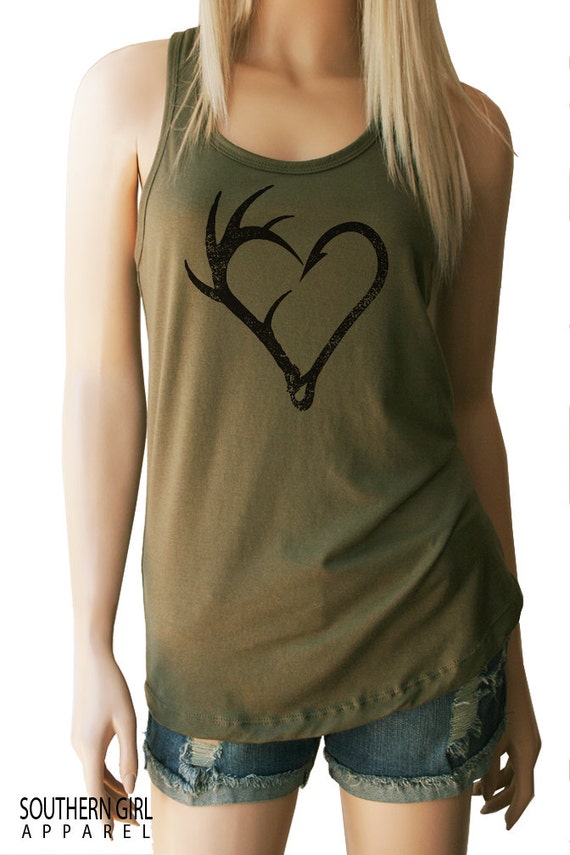 Fishing Shirt. Antler Hook Heart. Fishing and Loving Every Day