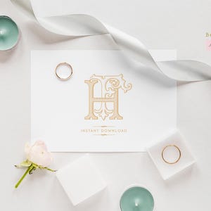 Vintage FH HF Monogram, Wedding Logo Design (Digital Download)