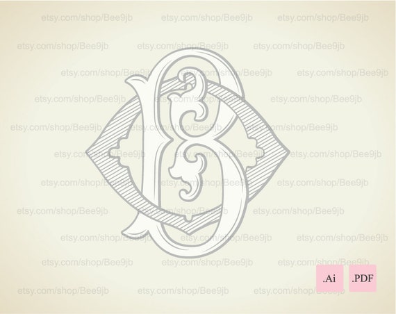 Vintage Monogram Bo Ob Wedding Logo Wedding Clip Art Etsy