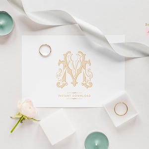 ヴィンテージ モノグラム MM | ウェディング ロゴ | ウェディング クリップ アート | ロゴ ウェディング モノグラム イニシャル | ロゴ デザイン