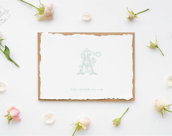 Vintage Monogram Logo Design, AF FA Initials (Digital Download)