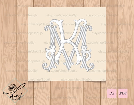 Wedding Logo Mk Km Vintage Monogram Wedding Clip Art Etsy