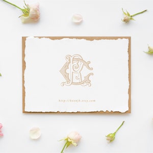 May include: A digital download of a monogram design featuring the letters "F" and "C" in a vintage style. The letters are intertwined and have intricate details. The design is in a light brown color and is set against a white background. The text "http://ibeepjb.etsy.com" is also included in the image.