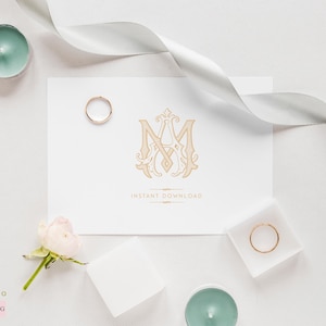 Vintage Monogramm MA,AM | Hochzeit-Logo | Hochzeit Clip Art | Logo Hochzeit Monogramm Initialen |  Logo-Design
