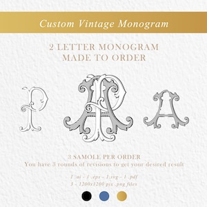 2 Letter Monogram Vintage for Wedding Logo Design  | Wedding logo monogram, Couples initials logo, Wedding logo design