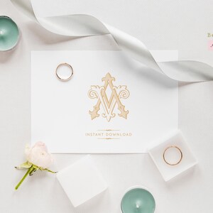 Vintage VA AV-monogram, bruiloftlogo-ontwerp (digitale download)