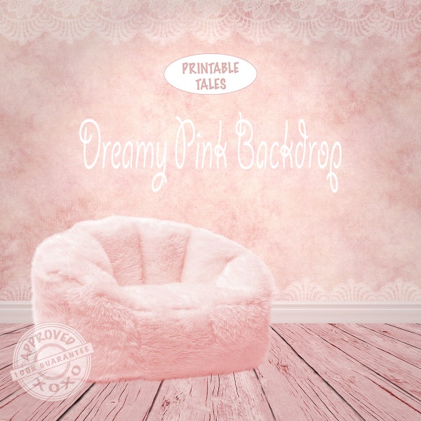 Pink Room Backdrop with fluffy chair, Photography Back Drop, Mock up Dreamy girls Room, Photo Background, Grungy Lace Wall, Scrapbook paper