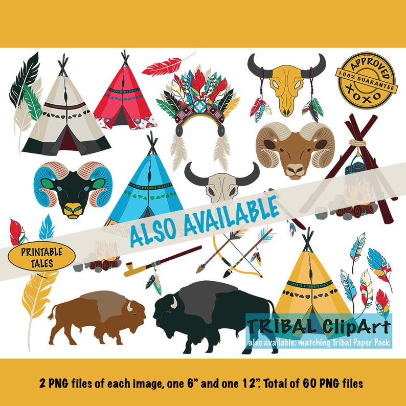 Matching Clipart Available Tribal Digital Papers African Aztec Native American Boy Scrapbook Pages Seamless Birds Fish Commercial use