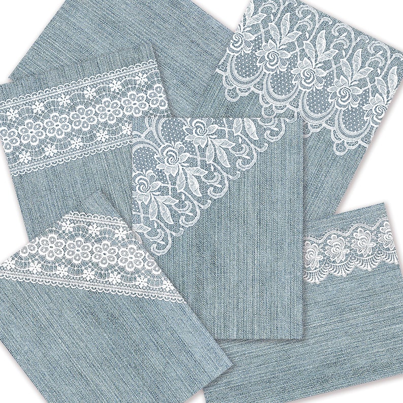Lace digital paper Denim Dirty Grungy Papers and Clean Pages Background Light Blue Jeans Texture Fabric UCU 8.5x11 inches Instant Download