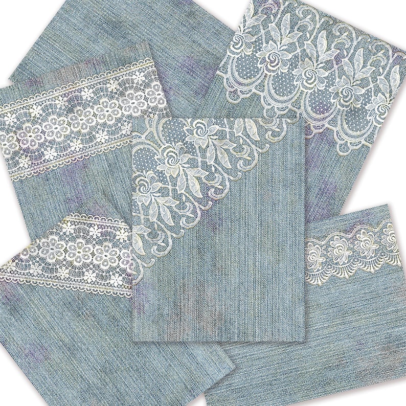 Lace digital paper Denim Dirty Grungy Papers and Clean Pages Background Light Blue Jeans Texture Fabric UCU 8.5x11 inches Instant Download