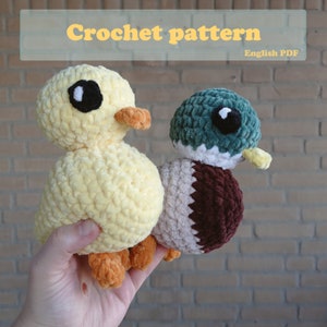 Crochet duck pattern, amigurumi, duck plushie - English PDF pattern