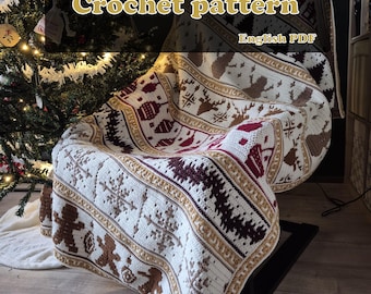 Christmas Time - Overlay Mosaic Crochet Blanket Pattern - PDF pattern (English)