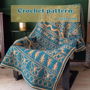 Entomology - Overlay Mosaic Crochet Blanket Pattern - PDF pattern (English)