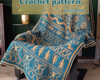 Entomology - Overlay Mosaic Crochet Blanket Pattern - PDF pattern (English)