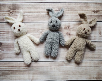 newborn bunny photo prop, Knit bunny, plus baby bunny, Photography prop bunny, Crochet bunny, amigurimi bunny,Baby toy