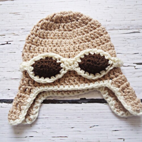Aviator crochet hat for newborn