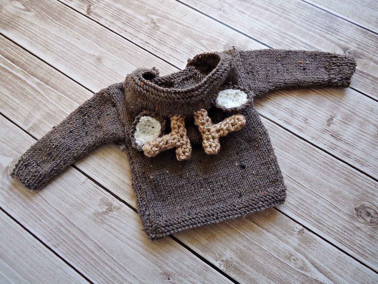 Baby sweater Knit sweater with Ears Reindeer sweater Etsy
