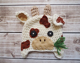 Crochet cow Hat, Newborn cow hat, Baby cow hat,