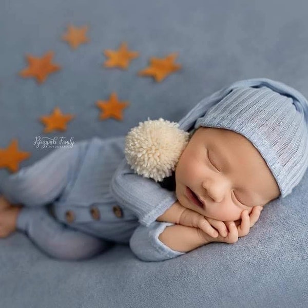 Newborn romper and hat, Newborn boy outfit, Photography Prop, Newborn Photo Prop, Newborn photo outfit , photo props