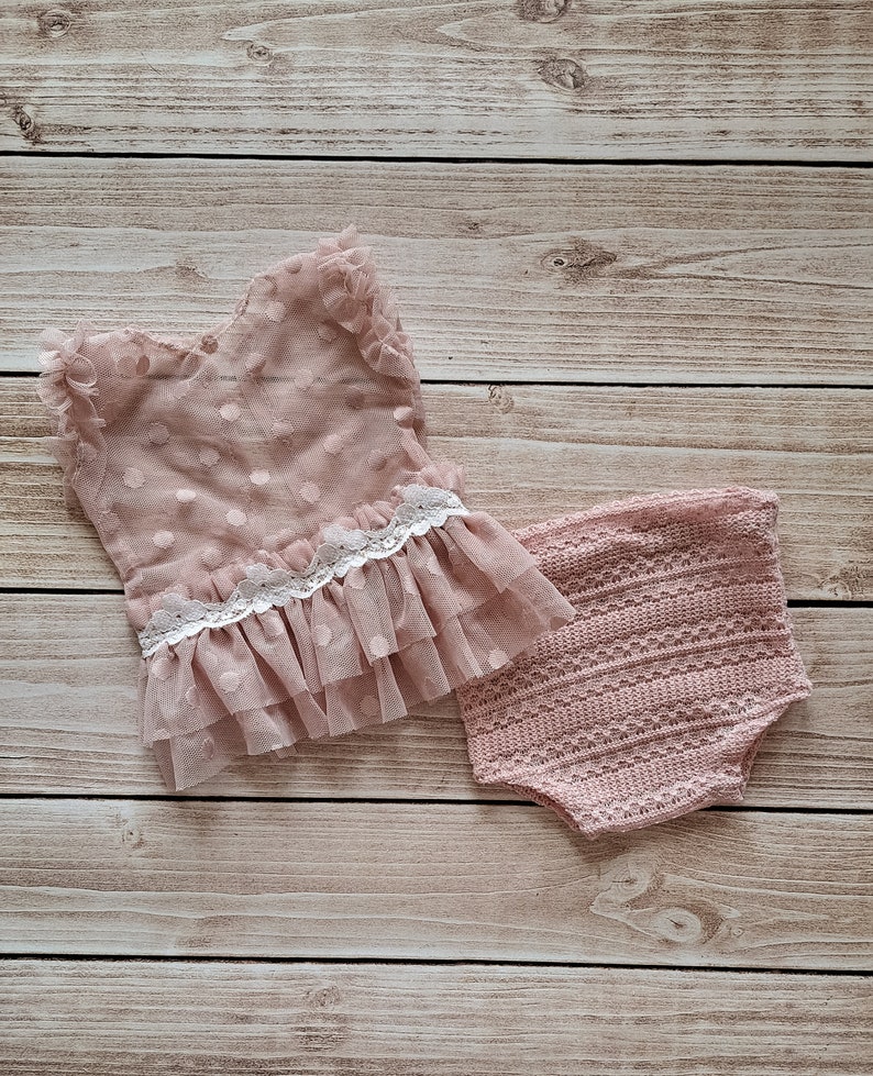 Baby Dress and diaper cover, Baby Girl Dress, Newborn Dress Photo Prop, Newborn photography prop dress, Newborn photo Prop outfit, props image 6