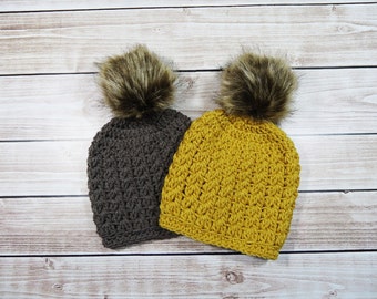 Bambino ragazza cappello, bambino ragazza Beanie, Slouchy bambino cappello, bambino servizio fotografico, Baby Boy cappello, maglia bambino ragazza cappello, cappello di pelliccia finta pompon, Pom Pom cappello