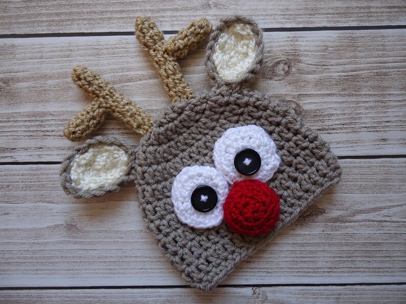 Crochet reindeer Set Newborn reindeer hat Baby reindeer ...