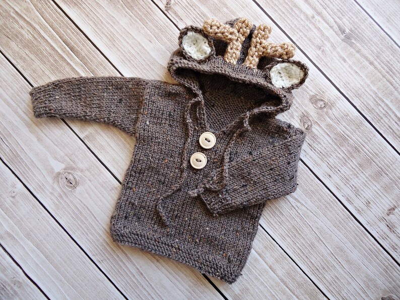 Baby Sweater Knit Sweater With Ears Reindeer Sweater Etsy