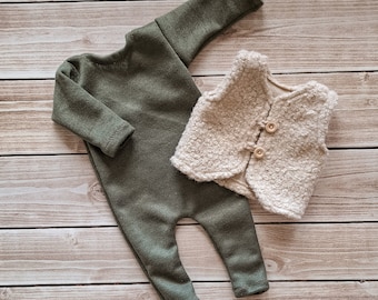 Newborn Romper and Vest Set: Photography Prop Outfit