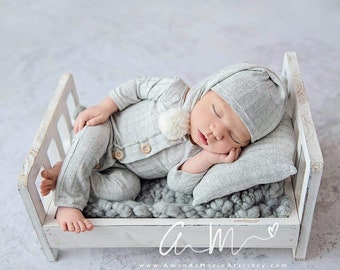 Newborn romper, pillow and hat, Newborn boy outfit, Photography Prop, Newborn Photo Prop, Newborn photo outfit , photo props