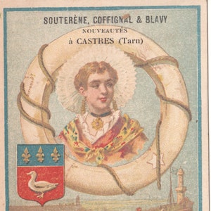 Antique French 1880s advertising Chromo card.