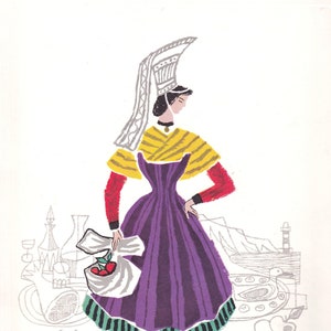 Raro cartão de menu colecionável do voo Paris-Tóquio da Air France de 1963.