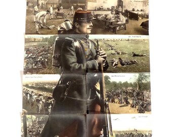 Antique Military Puzzle WW 1 Postcards Set. Exceptional Antique Military Puzzle Postcard from 1920.