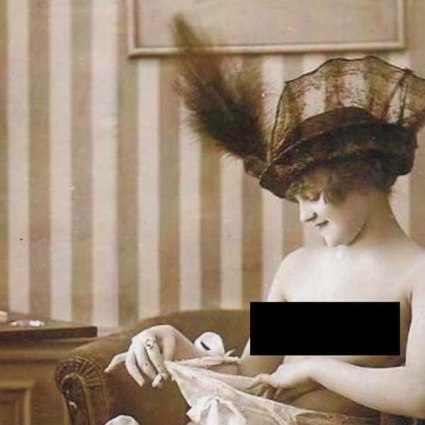 Reproduction Photo of a Vintage 1920s erotic  postcard .