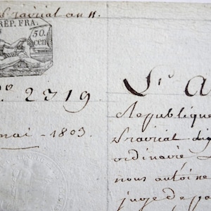 3 Antichi documenti notarili manoscritti francesi risalenti ai primi anni del 1800. Anni 10/11/12 della Rivoluzione francese.