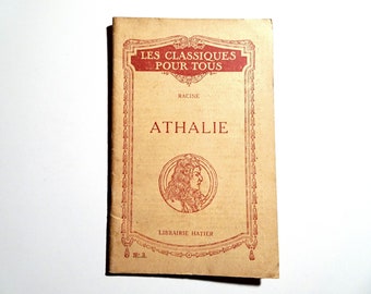 Vintage Französisch klassisches Theater Buch. Racine. "ATHALIE" Schüler klassischen Buch.