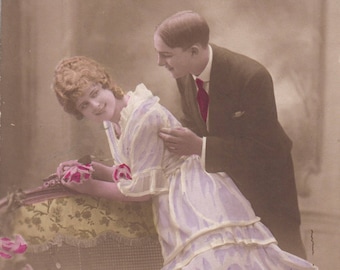 Vintage-Französisch-romantisch-Liebhaber-Post-Karte. Paar-Postkarte. Belle Epoque Postkarte.