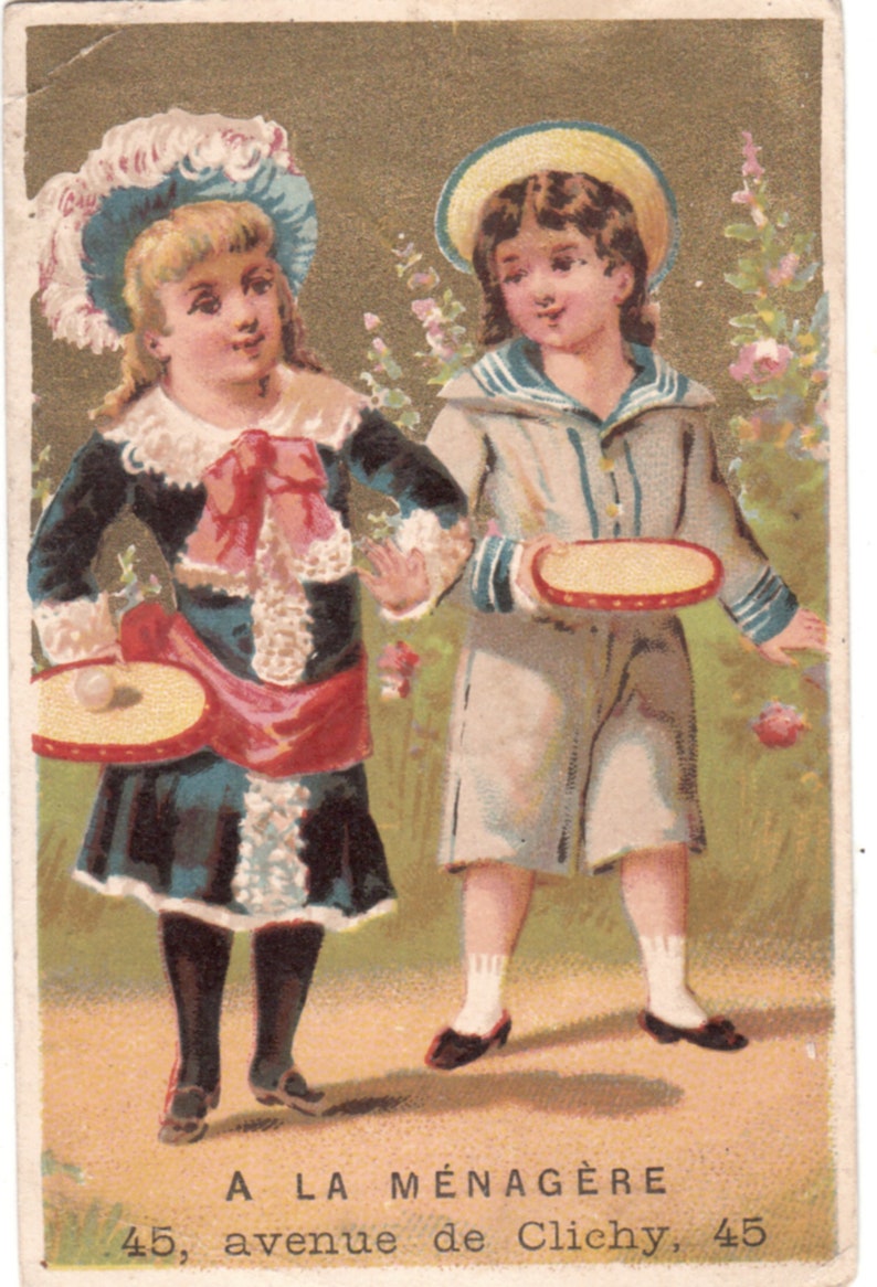 Antique French 1880s advertising Chromo card.