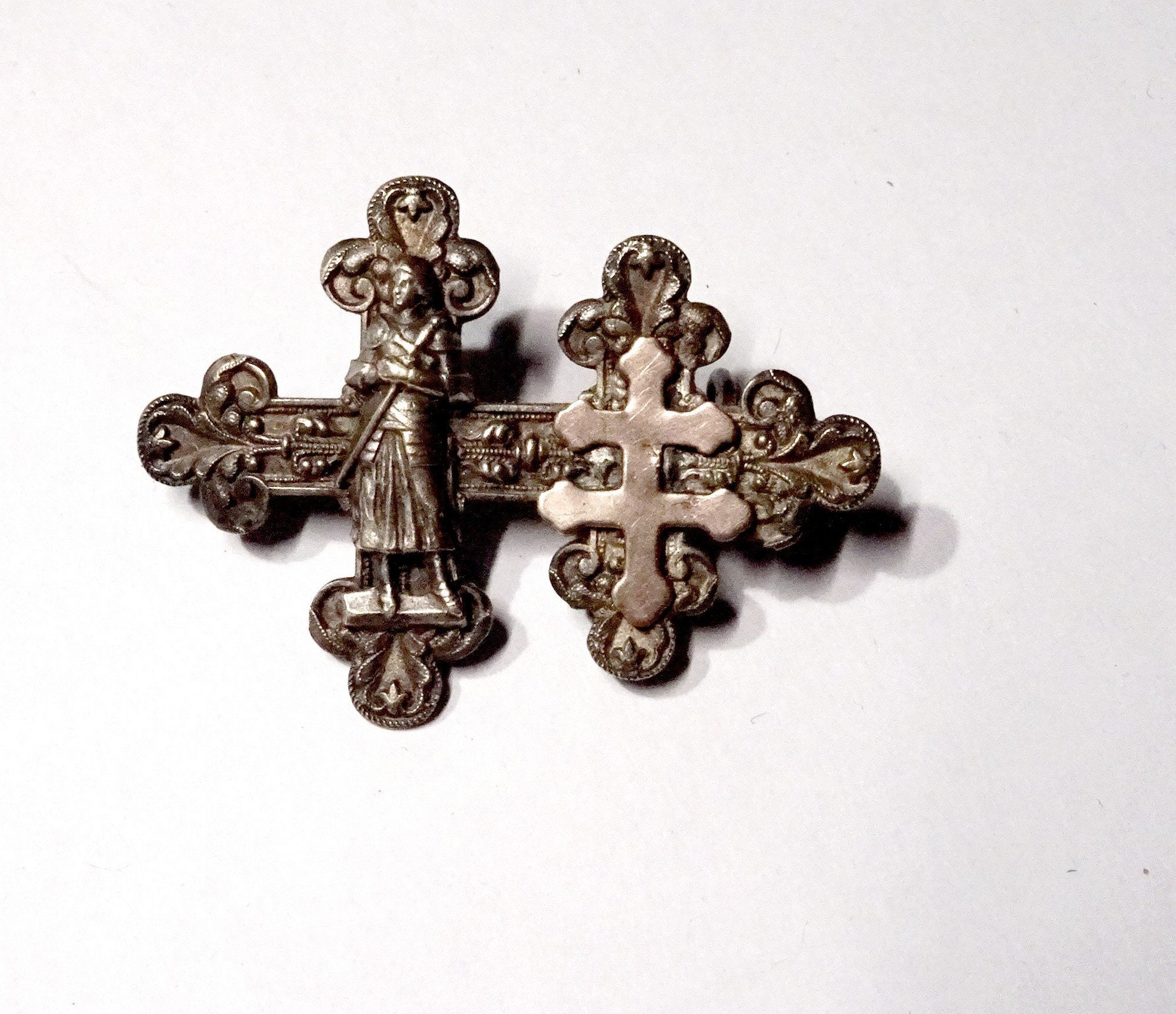 Vintage French J. Christ Religious Pin's. & St Nicolas Cross.