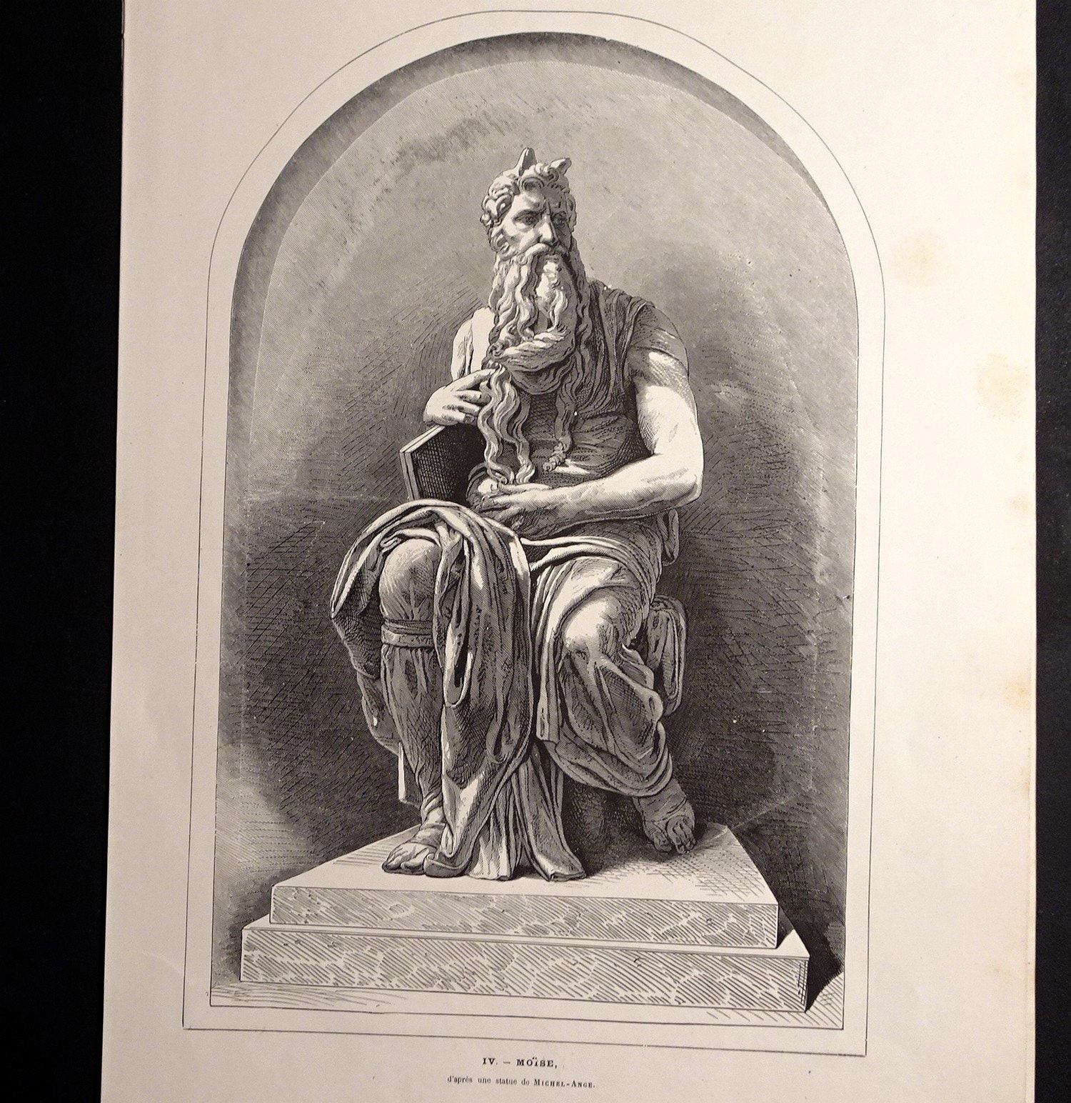 Large Antique 1855 French Religious Print. Moîse. The Marvels Of Religious Art. Art.