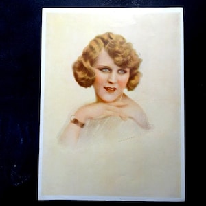 Ilustración original de impresión francesa antigua de la década de 1900. Ilustración numerada.  Retrato de mujer .