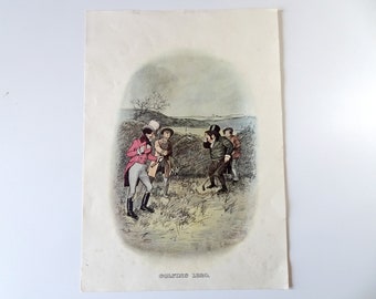 Signed Tom Browne (Johnnie Walker logo designer)   1820 Golfing Engraving Illustration "GOLFING 1820" Home Deco