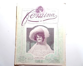 Femina June 1904 Vintage French Women Magazine. Practical life, Fashion, Advertising, Illustrations, fiction etc.Vintage Magazine.
