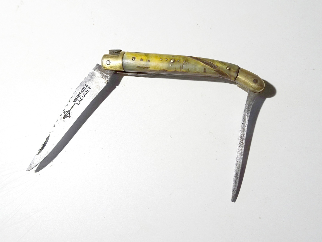 Genuine Vintage LAGUIOLE French Horn and Iron Pocket Knife With Awl