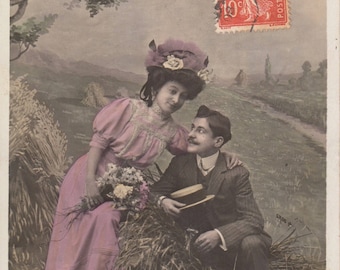 Vintage-Französisch-romantisch-Liebhaber-Post-Karte. Paar-Postkarte. Belle Epoque Postkarte.
