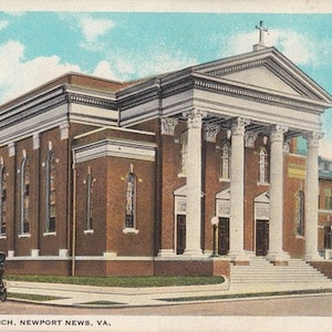 Newport vintage postcard. Catholic church. Vintage city postcard.