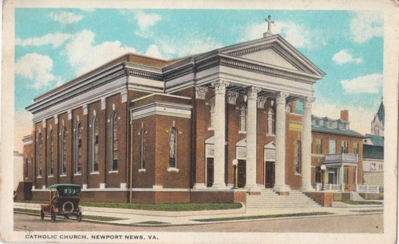 Vintage city postcard Catholic church Newport vintage postcard