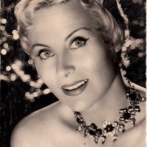 Michele Morgan Vintage vera foto cartolina: Retro cartolina