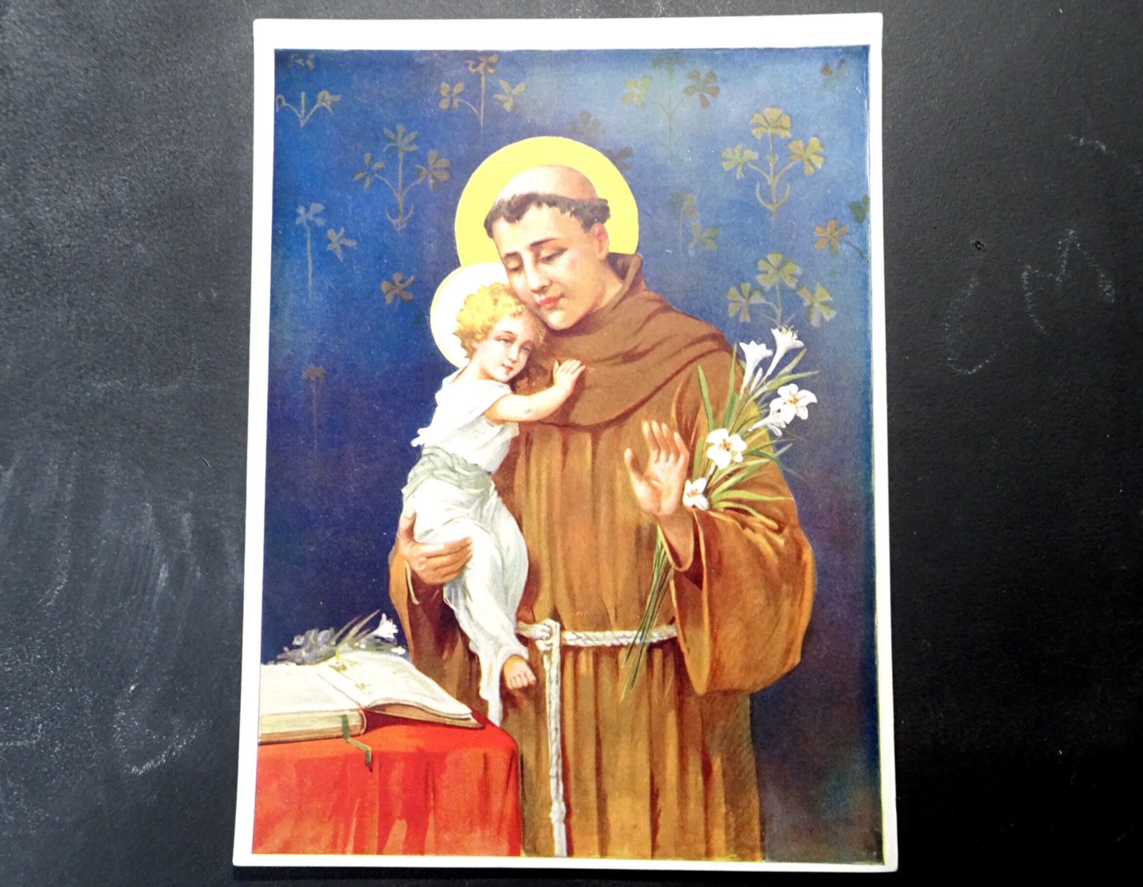 Antique French Religious Print Of St Antoine de Padoue. Numeroted Print. Home Decor.