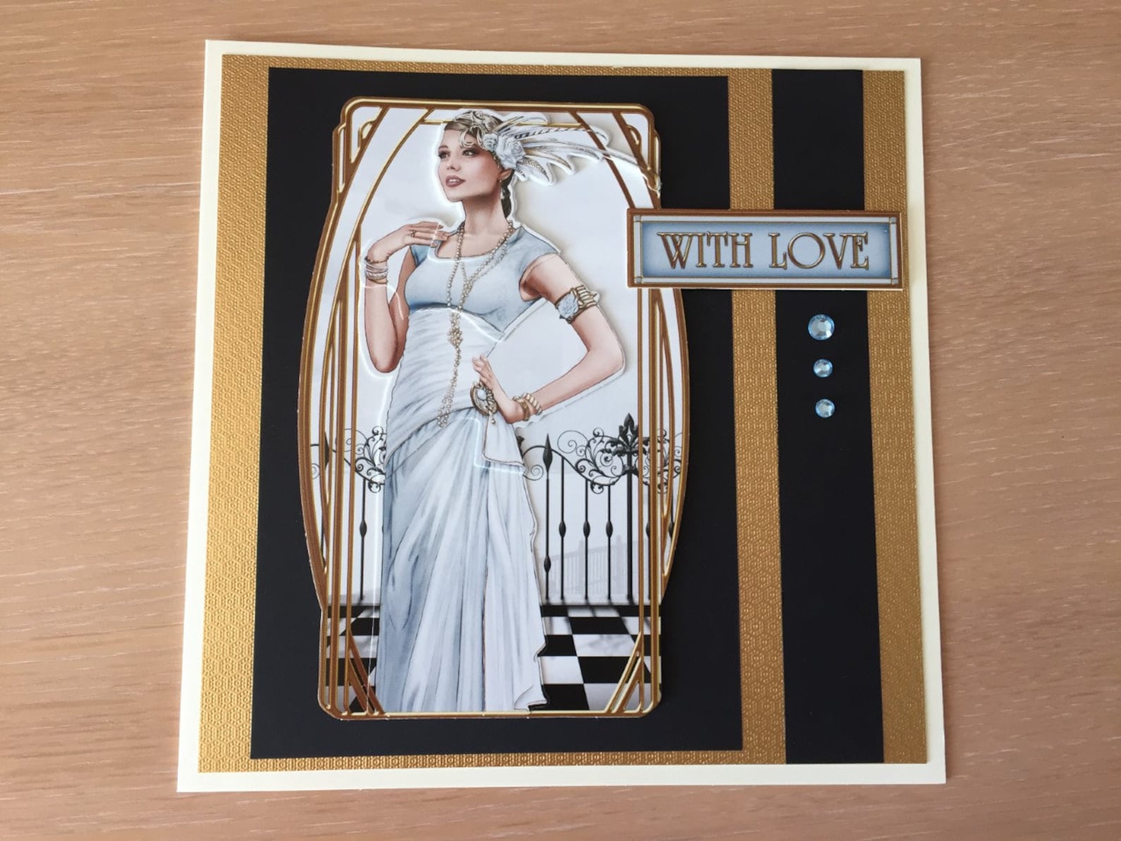 Set of 4 handmade art deco greeting cards. Decoupage images Etsy